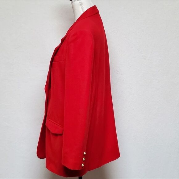 VINTAGE 1990s Bridgewater Classics Red Wool Single Breasted Blazer Jacket - Picture 6 of 12